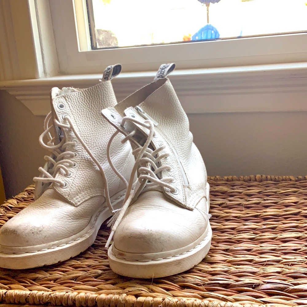 White monochrome doc martens